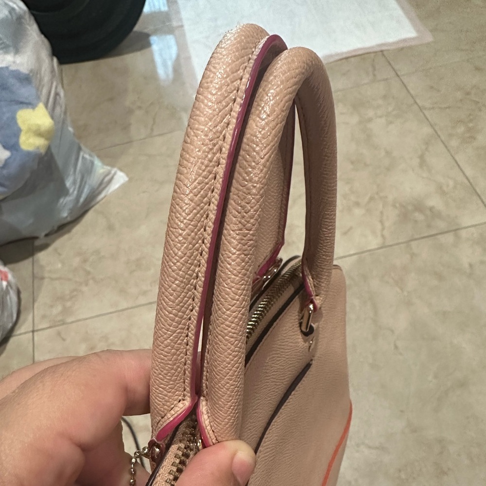 Coach Pink Satchel with Double Top Handles and Gold Accents - Picture 6 of 12
